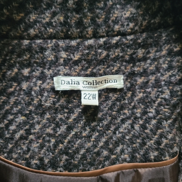 Dalia Collection Brown Houndstooth Wool Blend Double Breaster Blazer Coat - Picture 10 of 15